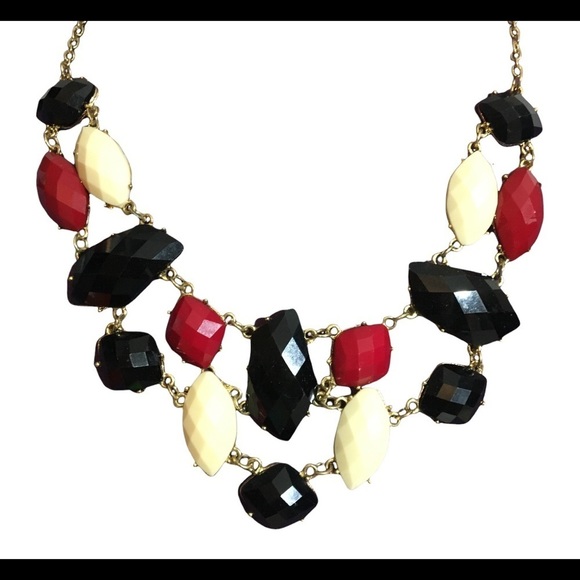New York & Co. Necklace and bracelet combo set red black cream tan - Picture 2 of 8
